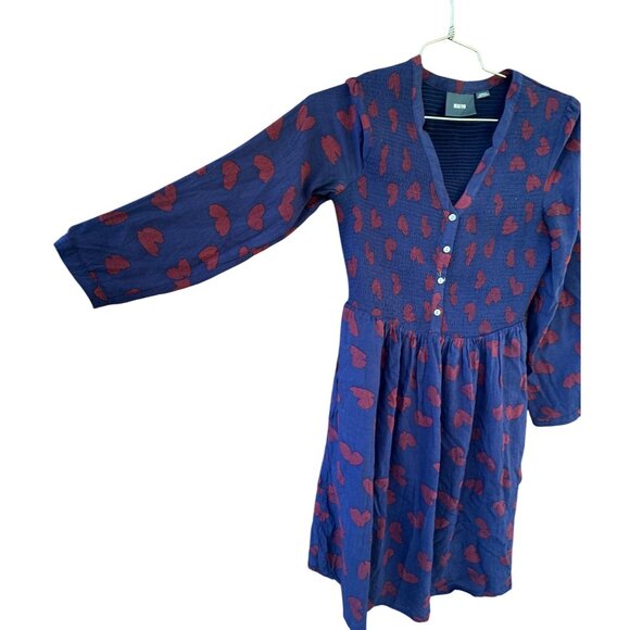 Anthropologie Maeve Women's XSmall Long Sleeve Smocked Heart Mini Dress - Picture 4 of 11